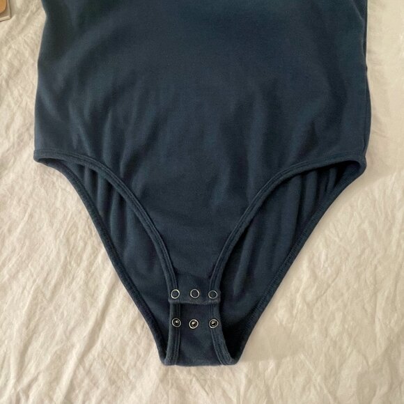 Frye Cotton Blend Mockneck Women’s Bodysuit, Size L, in teal - Picture 4 of 4
